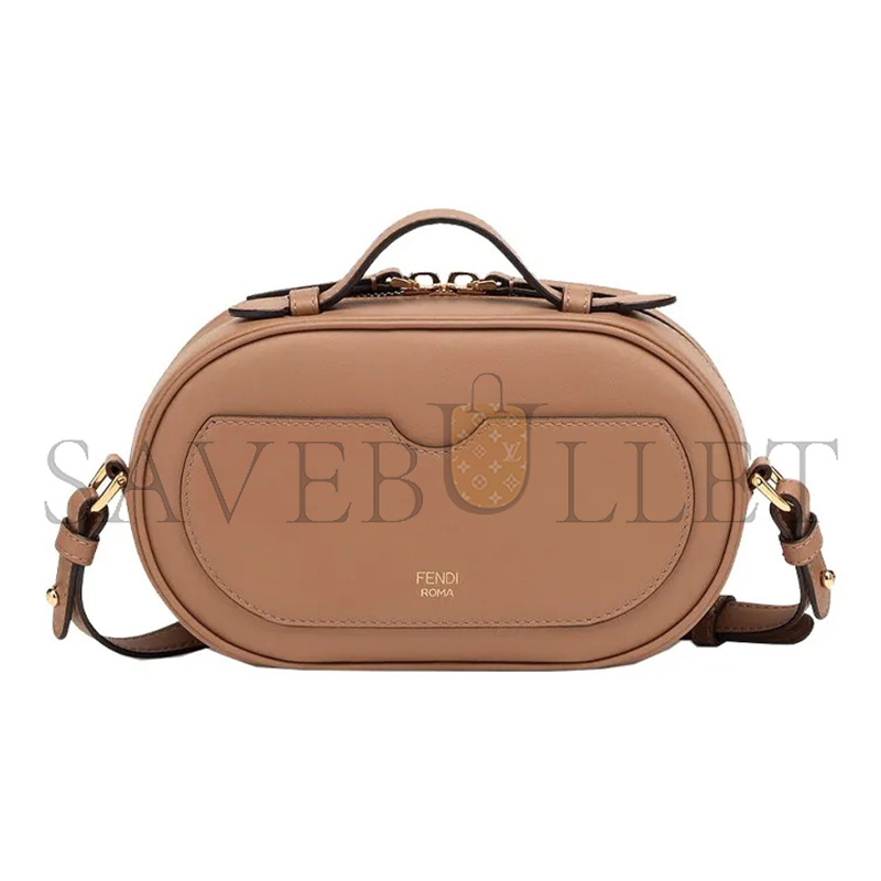 FENDI CAPPUCCINO LEATHER AND SUEDE CROSSBODY BAG 8BS058AHSBF1FVX (21*13*8cm)